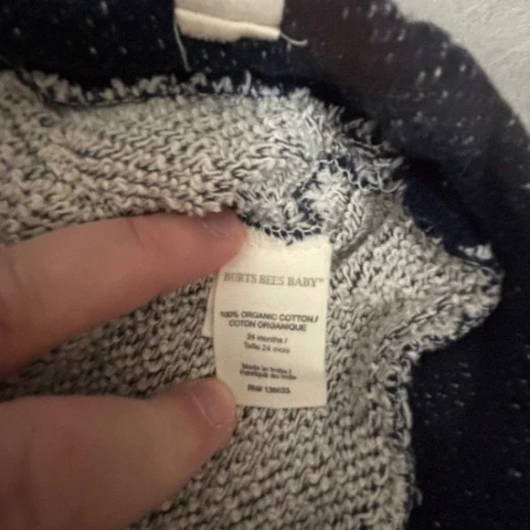 Burts Bees Baby Boys Navy Blue Organic Cotton Bee Graphic Hoodie 24 Months - Picture 2 of 5